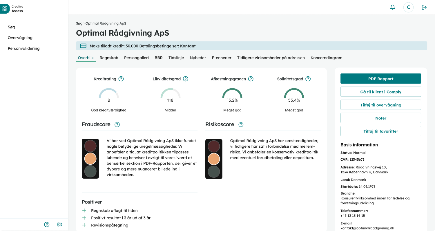 Creditro Assess Skærm billede